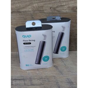 Lot 2 Quip Floss String Dispenser Slate Metal Mint Refill 90 Uses New